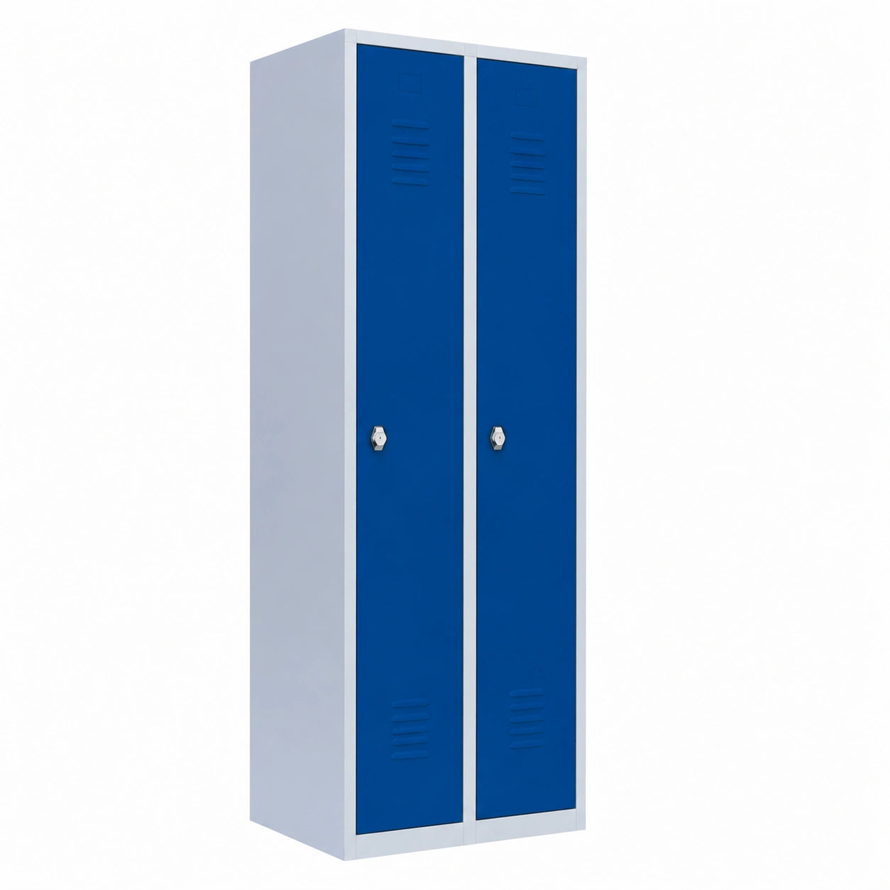 Lüllmann Metall-Garderobenschrank, 2-türig, Stahl, Grau/Blau, 180x60x50cm