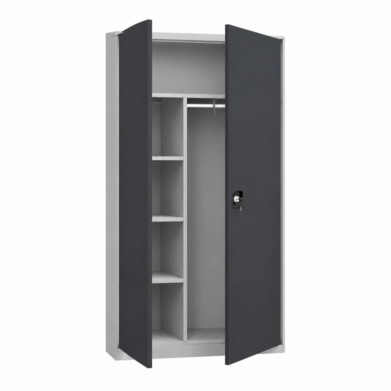 Lüllmann Stahlschrank abschließbar 195x92x42cm anthrazit, montiert