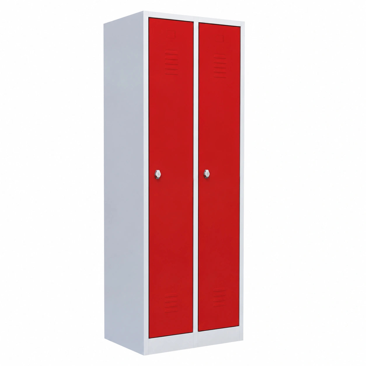Lüllmann Stahlspind mit 2 Abteilen, montiert, grau/rot 180x60x50cm