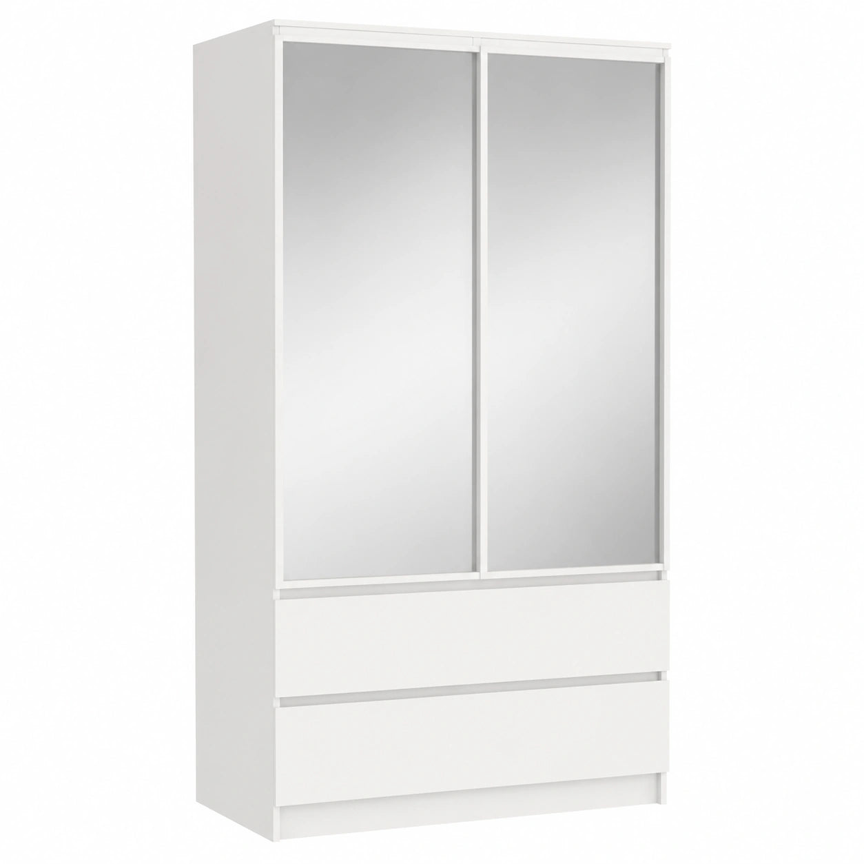 Moderner Kleiderschrank mit Spiegel und Schubladen – Weiß, 180x90x51 cm