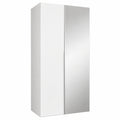 Eleganter Kleiderschrank mit Spiegel, Dreh Türen, 100x202x52cm, Schlafzimmer & Flur, Weiß mit Kaschmir Griff