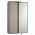 Moderner Kleiderschrank Dakota 5 mit Schiebetüren, Spiegel und Regalen 235x110x45 cm in Kaschmir Silber