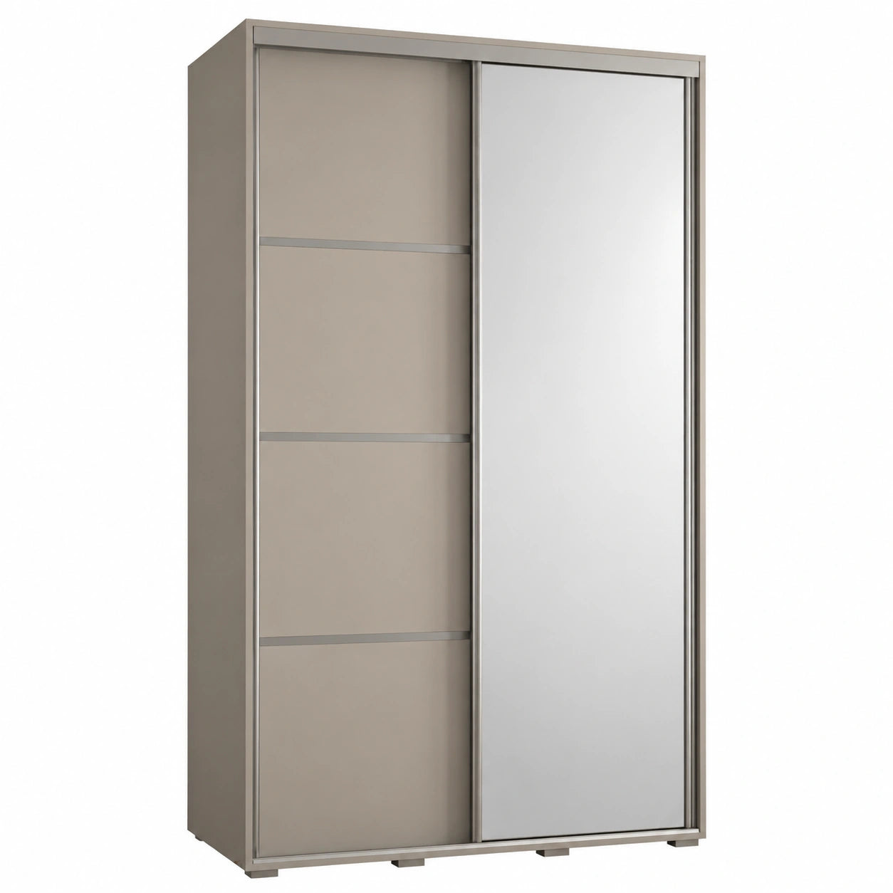 Moderner Kleiderschrank Dakota 5 mit Schiebetüren, Spiegel und Regalen 235x110x45 cm in Kaschmir Silber