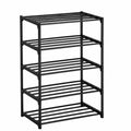 Schmales 5-stufiges Schuhregal mit Rostschutzbeschichtung, ideal für Schlafsäle und Balkone, stapelbar, schwarz