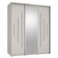 Moderner Schwebetürenschrank Davos 13 für Schlafzimmer, Weiß mit Spiegel und Stauraum, 235x190x60 cm
