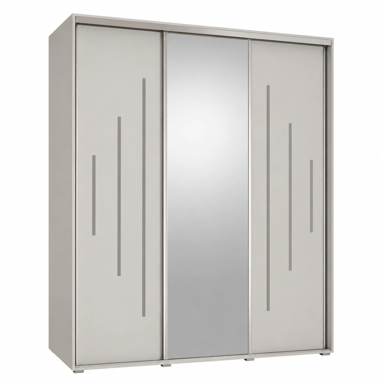 Moderner Schwebetürenschrank Davos 13 für Schlafzimmer, Weiß mit Spiegel und Stauraum, 235x190x60 cm