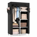 Vicye Stoffkleiderschrank mit Kleiderstange und Ablagen, Stabiler Schrank für Schlaf- und Ankleidezimmer, Schwarz 84x42x162 cm