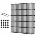 Modulares Mondeer Kleiderschrank-System, Grau, mit Kleiderstangen, 20 Fächer, 145 x 37 x 180 cm
