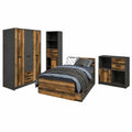 Modernes Jugendzimmer Set mit grauem 120x200 Bett und 3-türigem Kleiderschrank