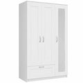 Stella Trading LEPINI Drehtürenschrank mit Spiegel in Weiß - Vielseitiger Kleiderschrank für das Schlafzimmer - 3-türig, 117 x 191 x 50 cm