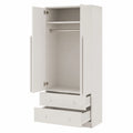 Moderner Kleiderschrank mit Türen und Schubladen, vielseitig einsetzbarer Schrank, weiß, 70x40x170 cm