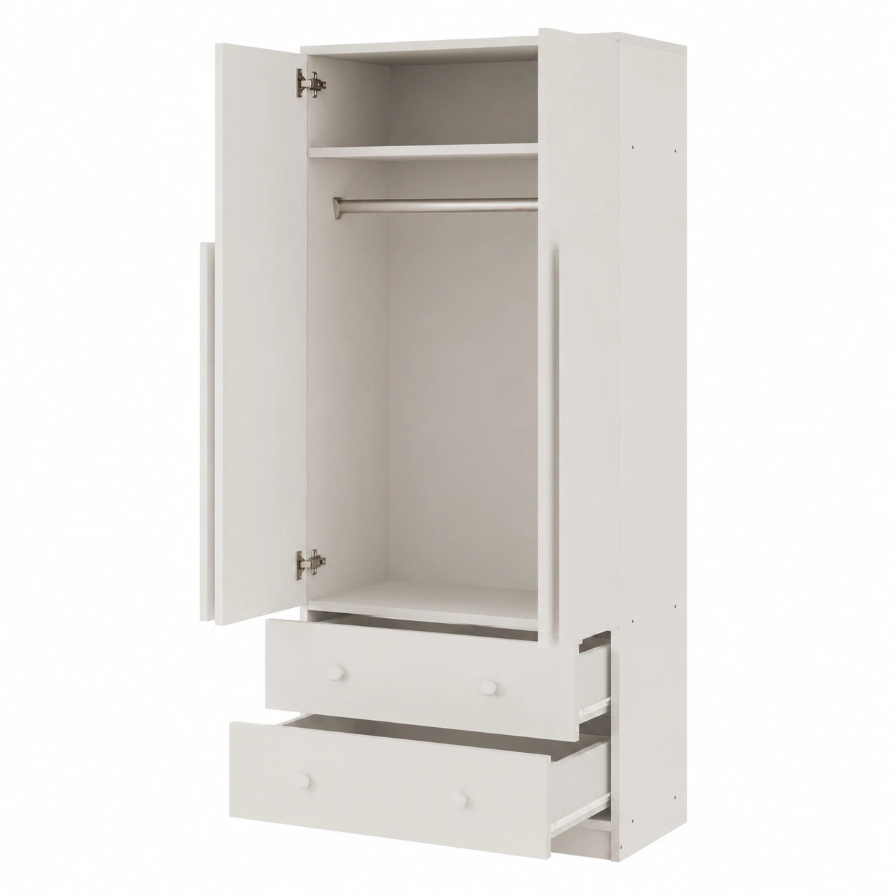 Moderner Kleiderschrank mit Türen und Schubladen, vielseitig einsetzbarer Schrank, weiß, 70x40x170 cm