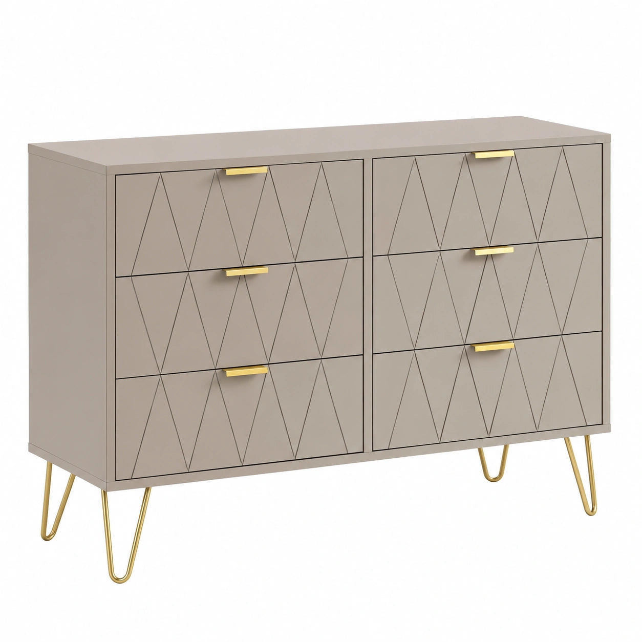 Schmaler UEV Sideboard mit 6 Schubladen, 100x34x73cm, für Kleidung, Dokumente und Spielzeug, Kippsicher, Einfache Montage, Farbe Moka