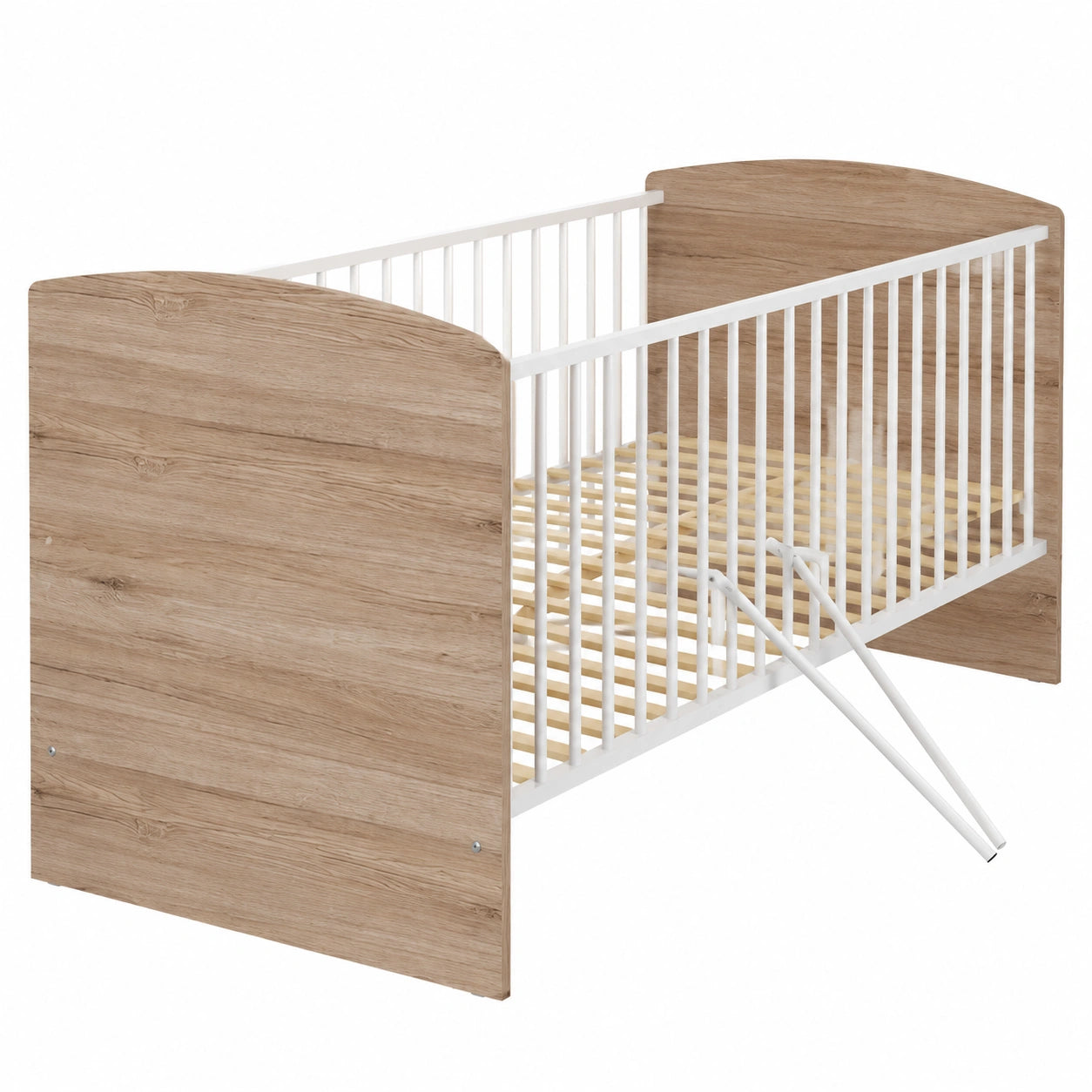 Lomadox Babyzimmer Set: Kleiderschrank, Babybett & Kommode in Eiche Weiß