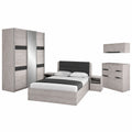 Modernes Schlafzimmer Set: Boxspringbett, Kleiderschrank und Kommode in Eiche Weiß und Graphit