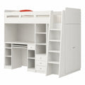 Platzsparendes Hochbett in Eiche San Remo mit Kleiderschrank, Schreibtisch und Regal