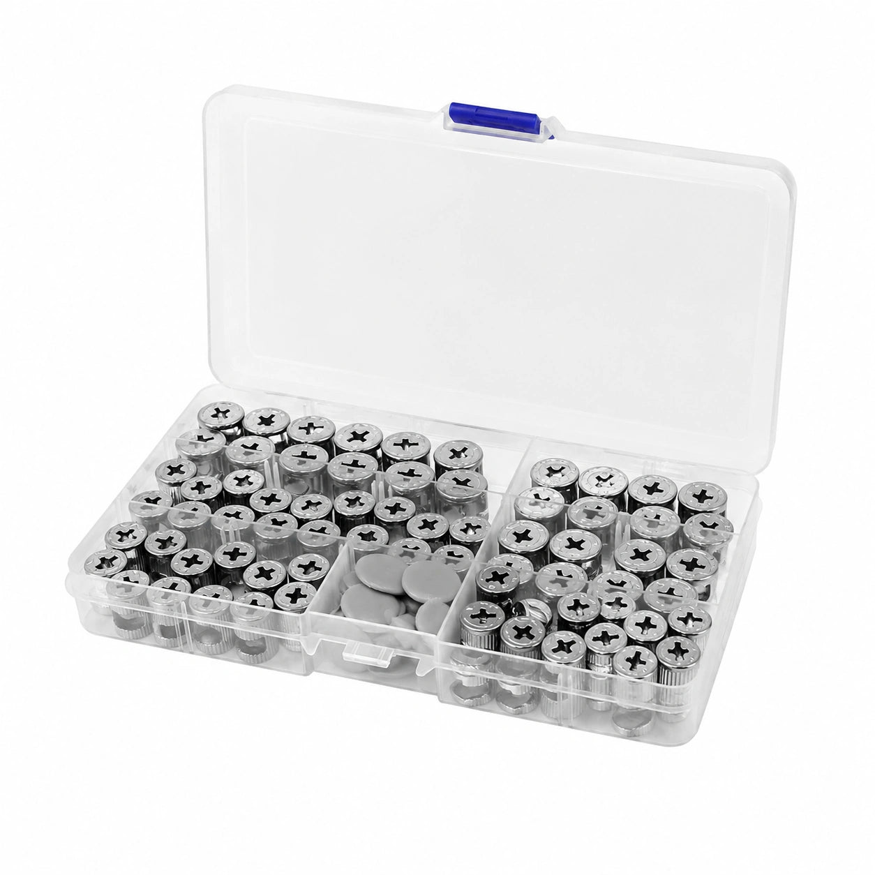 135er Set Exzenter-Möbelverbinder, 5 Größen Nockenschlösser mit 2 Kappenarten, Schubladen- und Schrankverschlüsse