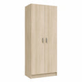 Mehrzweck-Besenschrank mit 2 Türen und Regalen in Eiche-Optik, 73x180x37 cm