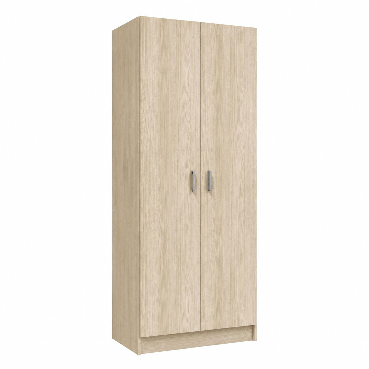 Mehrzweck-Besenschrank mit 2 Türen und Regalen in Eiche-Optik, 73x180x37 cm