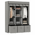 Moderner Stoffkleiderschrank mit Reißverschluss und Kleiderstange, hellgrau, 125 x 43 x 162,5 cm
