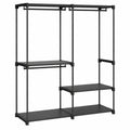 SONGMICS Offener Kleiderschrank mit 3 Hängeregalen, für Schlafzimmer und Wohnzimmer, 138 x 43 x 182 cm, Schwarz