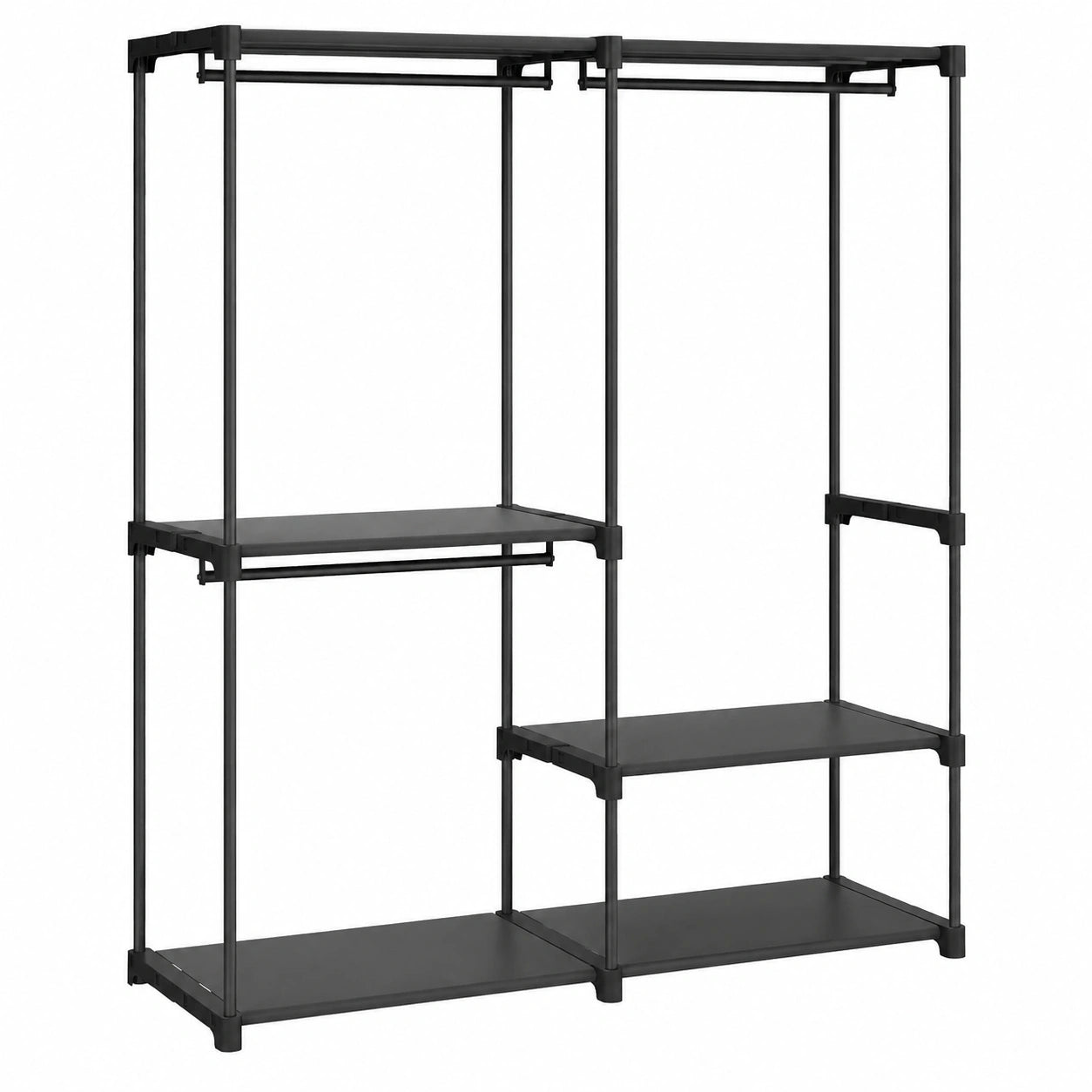 SONGMICS Offener Kleiderschrank mit 3 Hängeregalen, für Schlafzimmer und Wohnzimmer, 138 x 43 x 182 cm, Schwarz